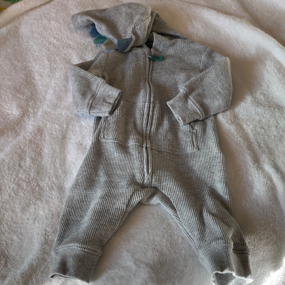3 fo $16 Carter's Gray Dinosaur Hooded Footie